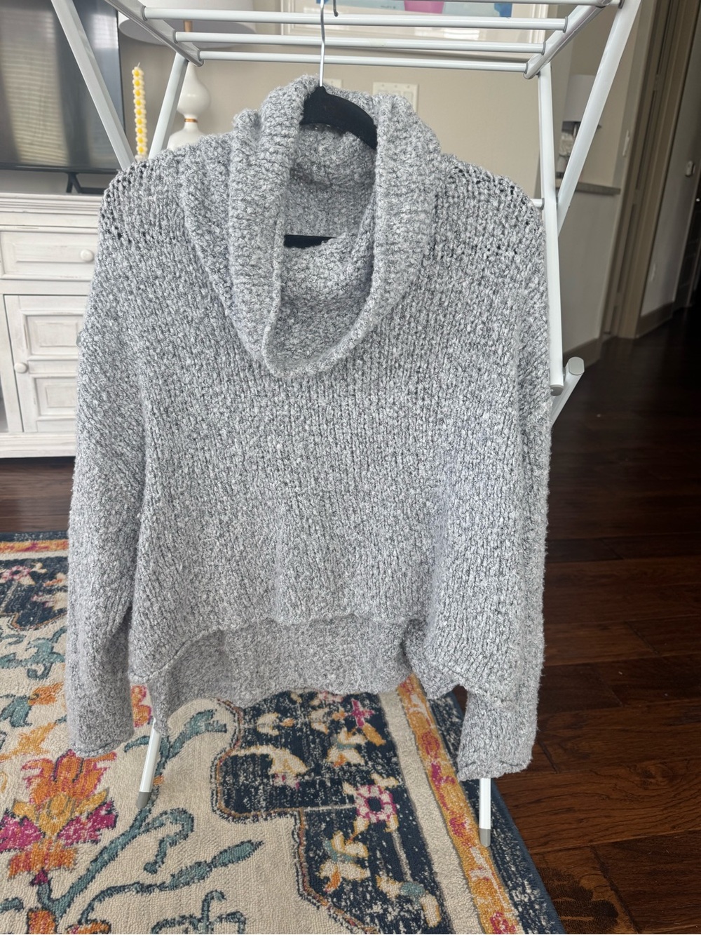 Free People Light Gray Chunky Cowl Neck Sweater
